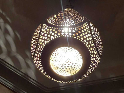 Elegant Handmade Moroccan Brass Pendant Light – Vintage Charm (PL 1063)